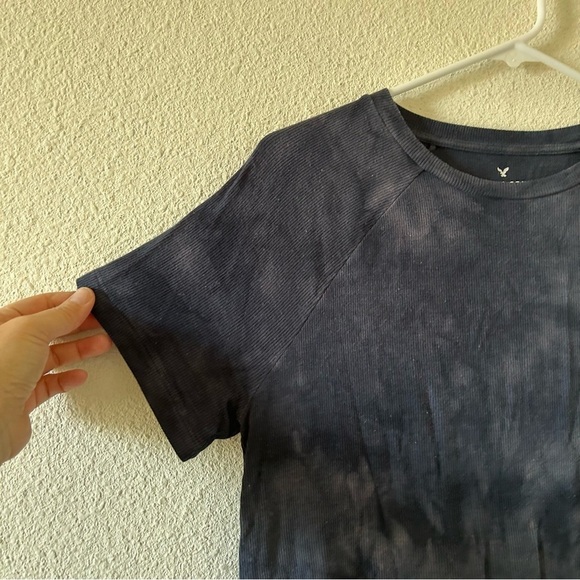 Soft and Sexy Rib Shirt Medium Tie Dye Blue Pullover Boho Casual Lounge - Picture 4 of 8